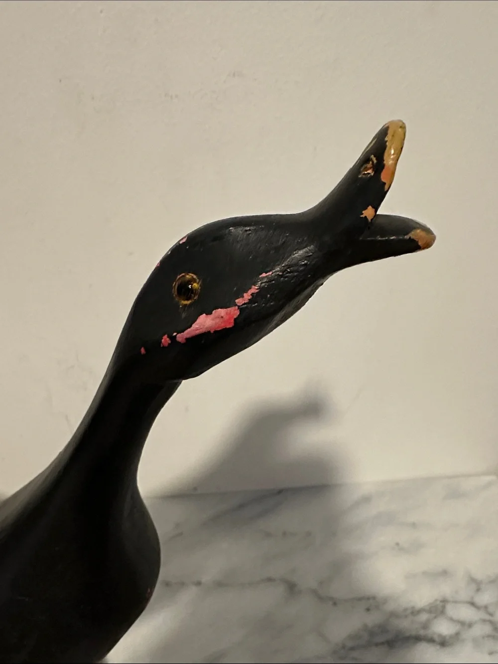 Vintage Folk art solid wood duck figurine decor distressed paint